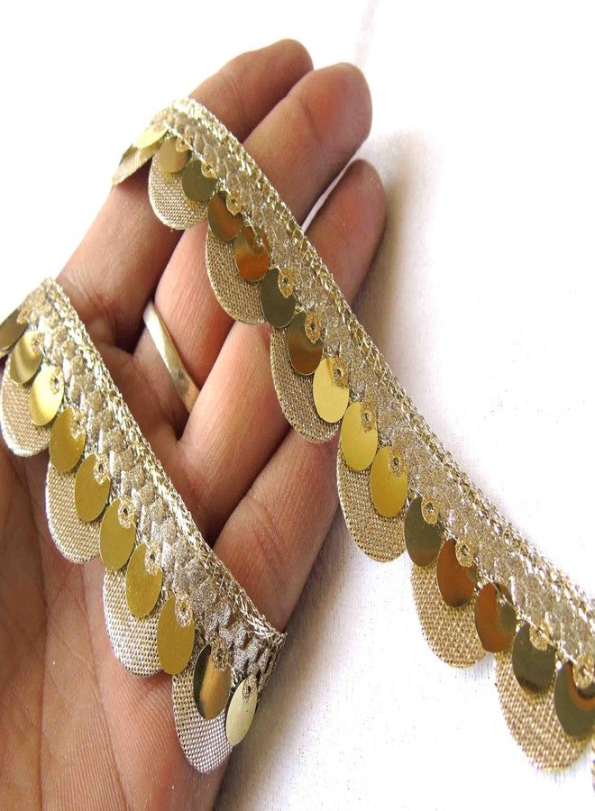 Strala Laces for Dresses, Sarees, Lehenga, Suits, Bags, Decorations, Borders, Crafts and Home Décor,Blouse (9 mtr) Design-252 (Light Golden) - Image 1